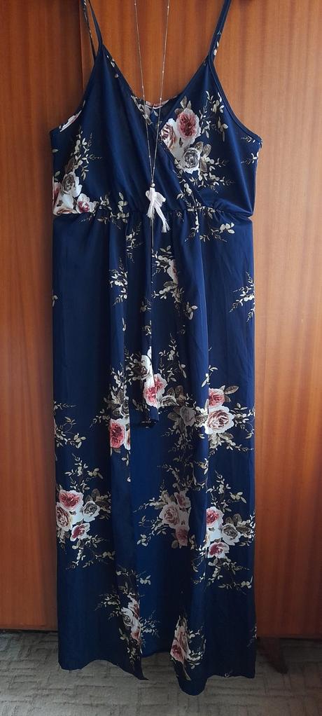 Květovaný krátký overal s vlečkou, xl