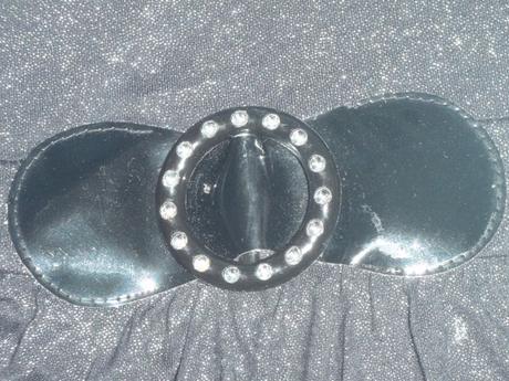 Černý lesklý top, tunika, halenka s kamínky, 98