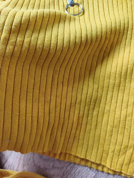 Žebrovaný crop top na zip 134/140, h&m,140