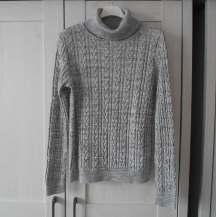 Šedý melírovaný svetr rolák, h&m,s
