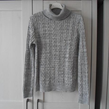Šedý melírovaný svetr rolák, h&m,s