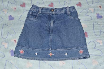 Džínová, riflová sukně s výšivkami, 110
