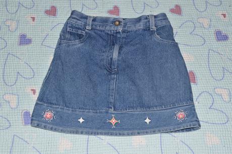 Džínová, riflová sukně s výšivkami, 110