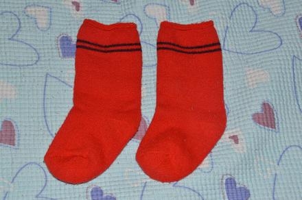 Červené teplé froté ponožky, 86