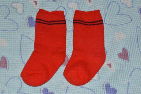 Červené teplé froté ponožky, 86