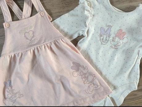Dívčí laclové šaty + body komplet 9-12m disney, da, primark,74