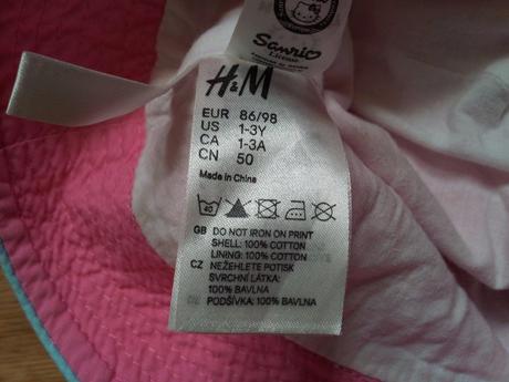 Růžový plátěný klobouček, vel.12-18m, sanrio,86