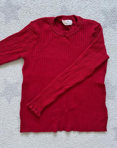 Červený svetřík hm, vel. 134/140, h&m,134