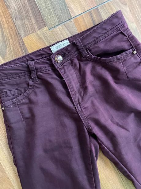 Vínové kalhoty, vel xs, pull and bear, pull&bear,xs