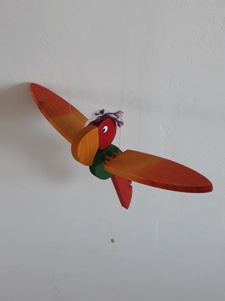 Dřevěný papoušek hračka, dekorace., 