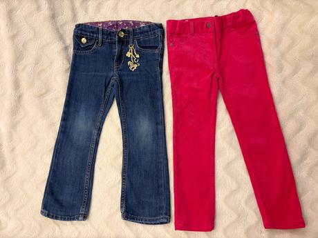 98 kalhoty, dżiny divci ruzova, modra, h&m,98
