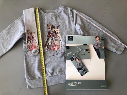 Zimní šedá mikina+ponožky s pejsky 6-8let vánoční, tchibo,128