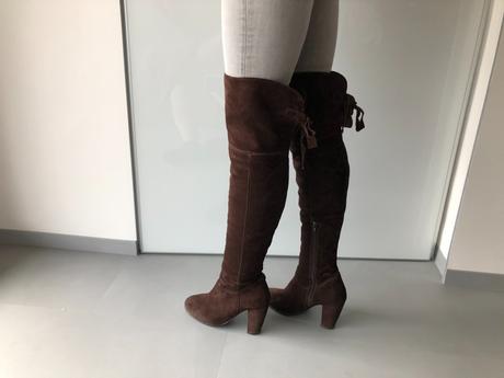 Vysoké hnědé kozačky list italy vel.36 semiš velur, 36