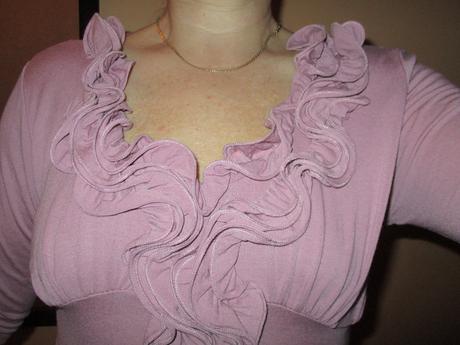 Starorůžová tunika s volánky, s