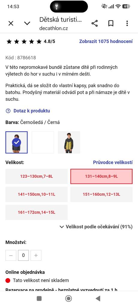 Turistická nepromokavá bunda quechua,vel.131/140, quechua,140