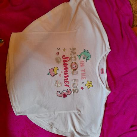 Krásný bílý crop top s obrázky, tričko holčičí, kiki&koko,122