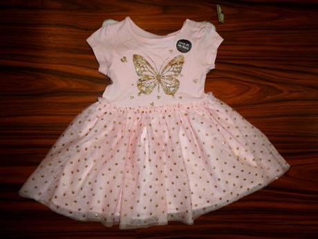 Krásné růžové šaty s motýlem a křidýlky, primark,80