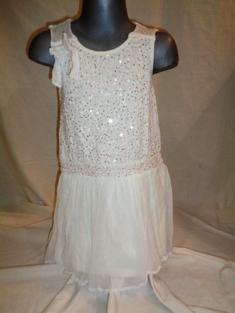 Pěkné bílé šaty s flitříky, next,122