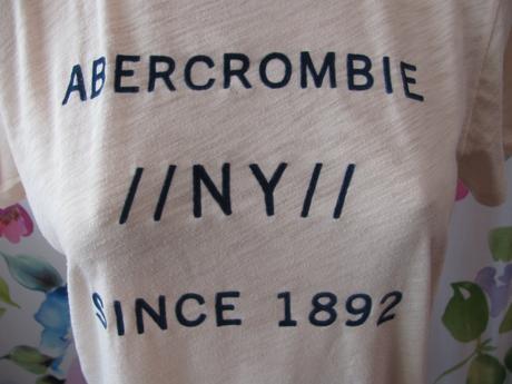 Dámské lněné sv.meruňkové tričko s nápisem, abercrombie&fitch,m