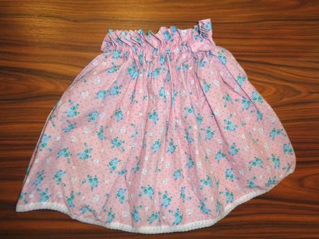 Růžová nabíraná sukýnka s kytičkami, 134 / 140