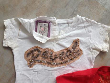 2 ks triček+1 triko zn.retro jeans vel.s korálky, s