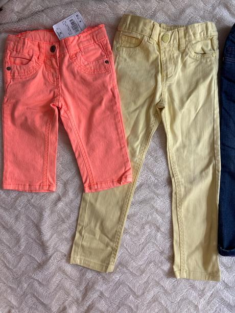 Set 5 kalhot , dzinu, zluta, modra 104, 104–116