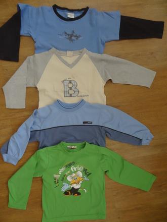 4 trička s dlouhým rukávem vel. 110, 110