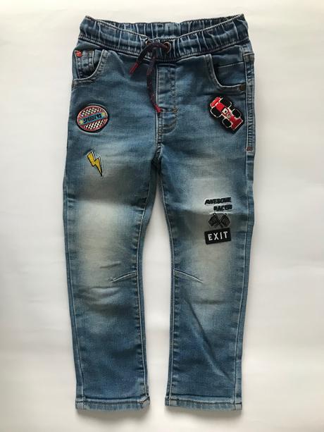 Měkkoučké džíny s nášivkami, matalan,98