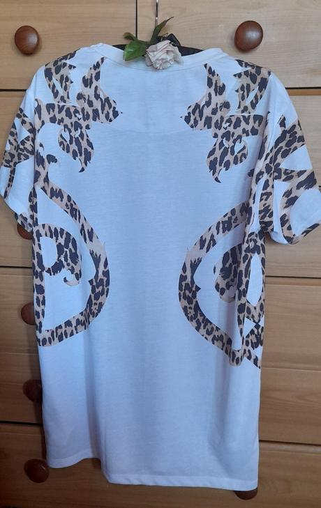 Siksilk pánské bílé tričko s leopardím vzorem, m
