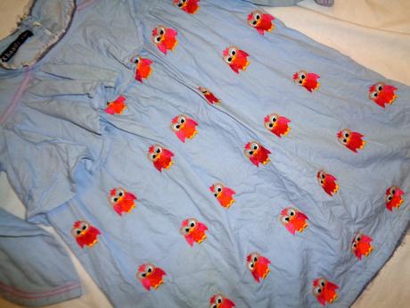 Luxusní vzdušné šaty - vyšité sovičky, 116