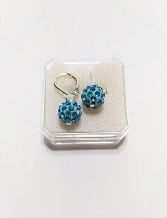 Náušnice třpytivé bambulky tyrkysové,