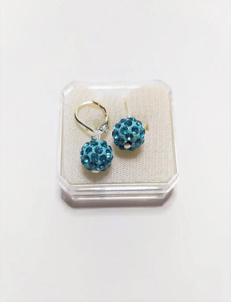 Náušnice třpytivé bambulky tyrkysové, 