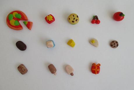 Jídlo do kuchyňky - miniatury z fimo hmoty 14 ks, 