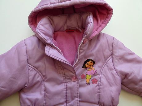 Dora obrázkový zimní kabát s kapucí vel. 128, 128