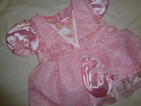 Růžové vyšívané šaty s čepičkou, baby club,68