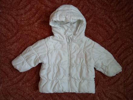 Bílá bunda, bundička na zip s kapucí, 80