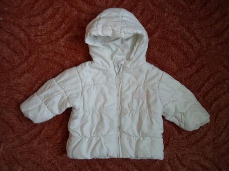 Bílá bunda, bundička na zip s kapucí, 80