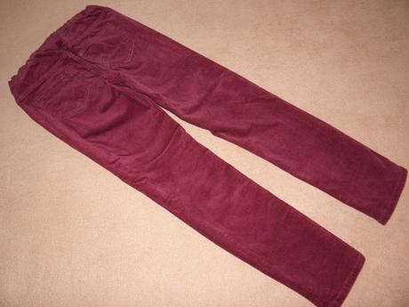 Vínové dívčí úzké manžestráky zn. h&m vel.128, h&m,128