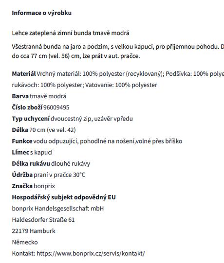 Pogumovaná zimní bunda, bonprix,48