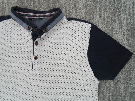 Bílé modré tričko triko s límečkem polo, george,158