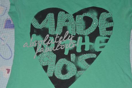 134 140 146 zelené triko se srdcem a kamínky, c&a,140