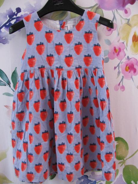 Plátěné letní šaty s jahodami, pumpkin patch,116