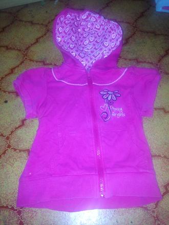 Dívčí tričko s kapucí květ, srdíčka vel. 86 - 92, dopodopo,86