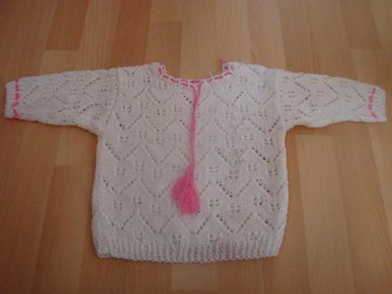Svetřík - bílý, ručně pletený, 92