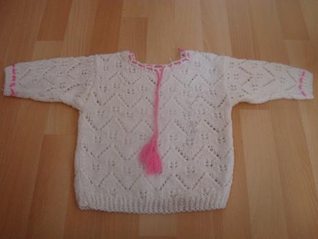 Svetřík - bílý, ručně pletený, 92