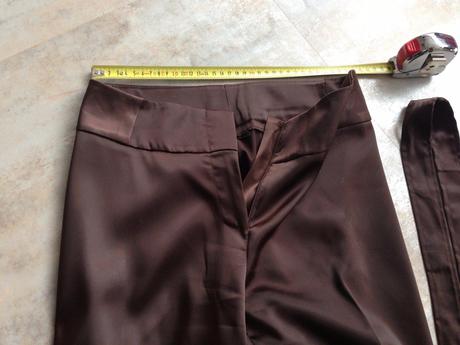 Hnědý kostým saténové sako kalhoty mašle vel.36, s, s