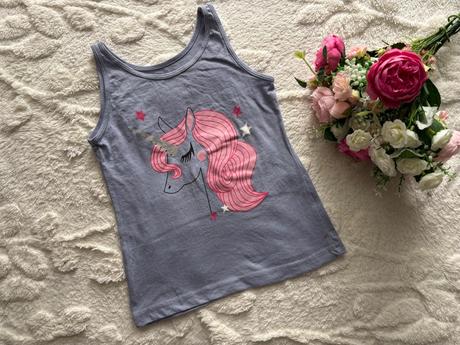 Tílko unicorn šedo modré  - v.5/6 let, primark,116