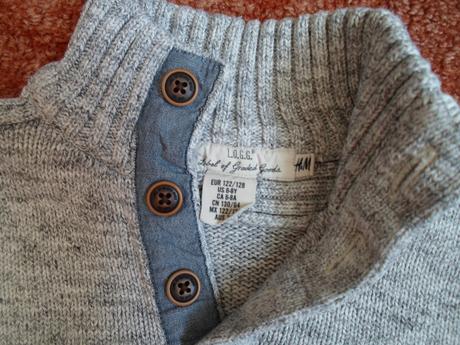 Šedý teplý svetr svetřík, h&m,122