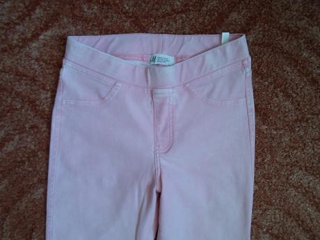 Růžové legíny tregíny džegíny kalhoty skinny, h&m,152