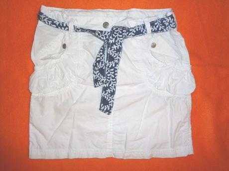 Sněhově bílá sukně s látkovým páskem, girl2girl,140